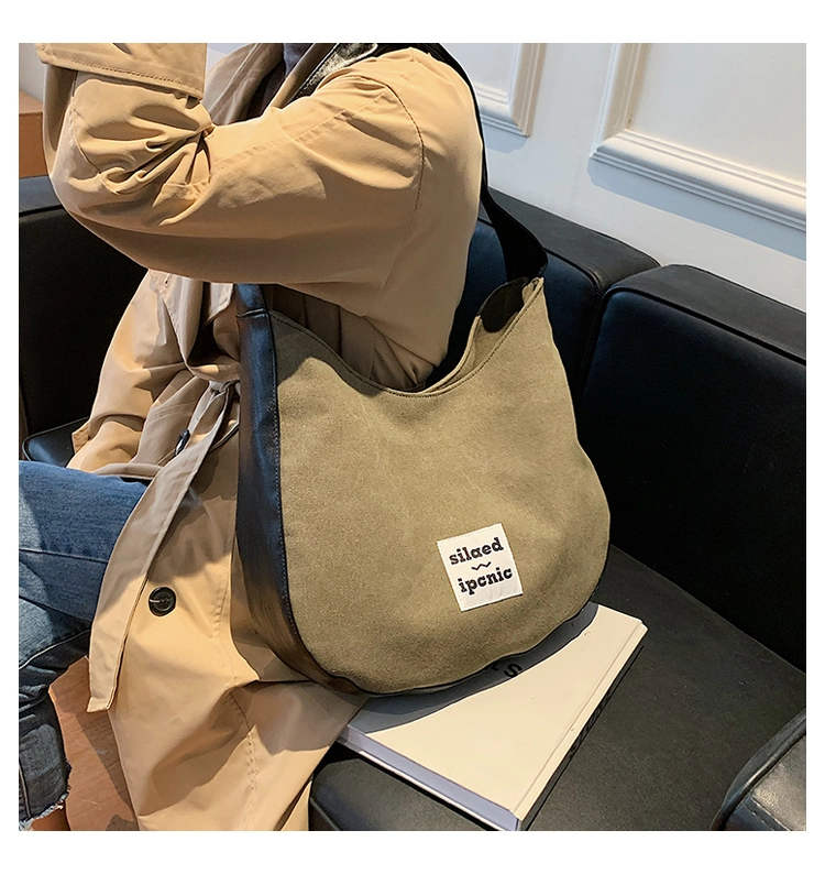 Fashion Color Matching Designer Handbag, Leisure Canvas Shoulder Shopping Tote Bag for Promotional