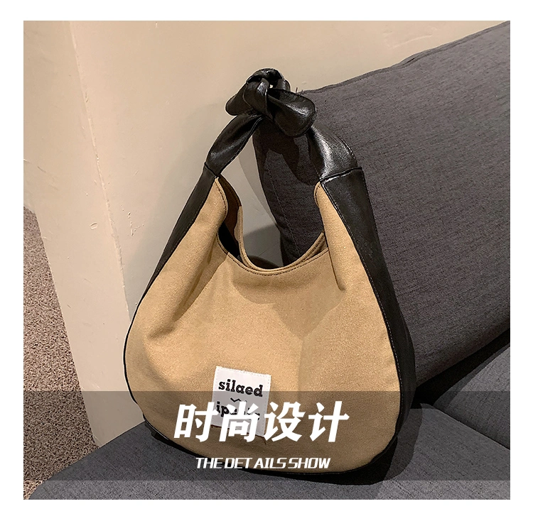 Fashion Color Matching Designer Handbag, Leisure Canvas Shoulder Shopping Tote Bag for Promotional