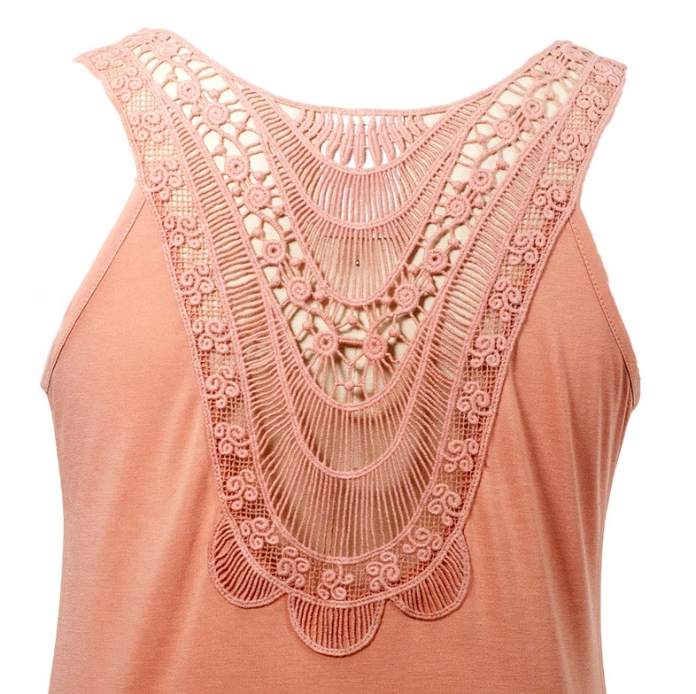 Round-Neck and Sleeveless Knitting Apparel with Fancy Lace for Women