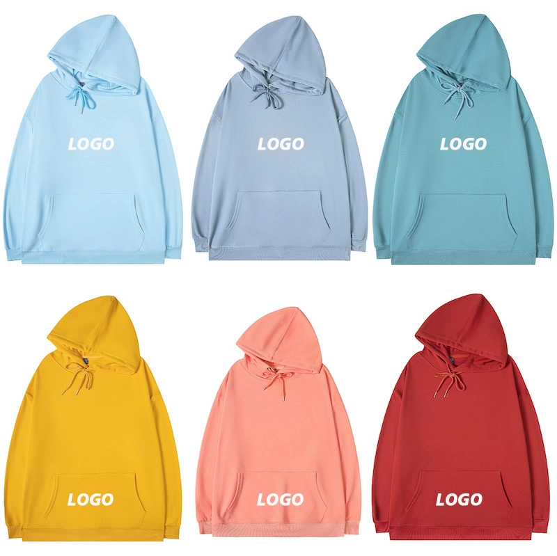 No MOQ Custom Logo Promotional Lightweight Unsex Plain Hoodie for Men and Women, 17 Colors Leisure Apparel Long Sleeve Pullover Sweatshirts &amp; Top Manufacturer