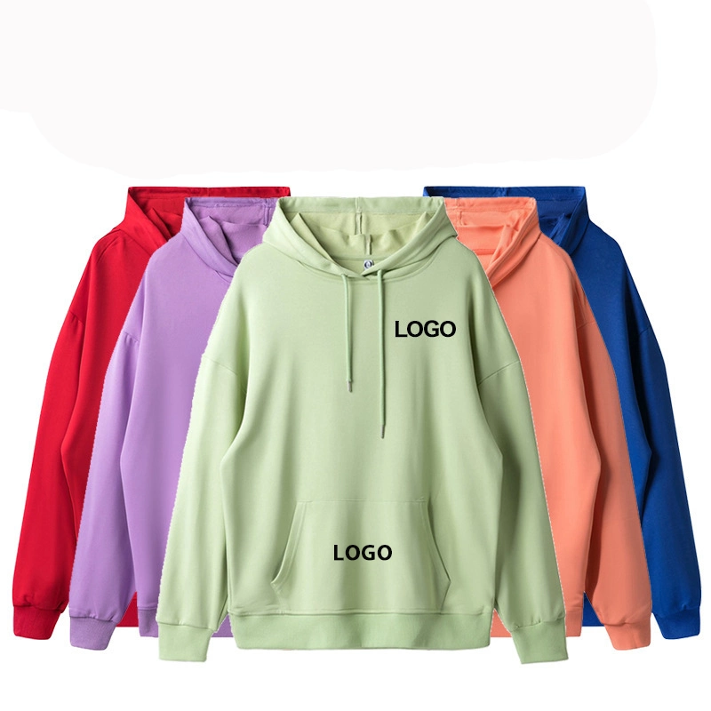 No MOQ Custom Logo Promotional Lightweight Unsex Plain Hoodie for Men and Women, 17 Colors Leisure Apparel Long Sleeve Pullover Sweatshirts &amp; Top Manufacturer